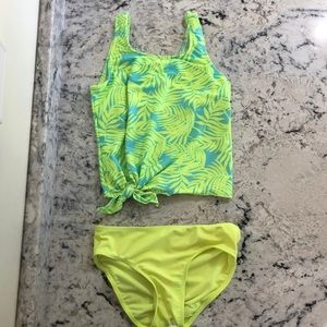 Girls Neon yellow and blue tankini.
